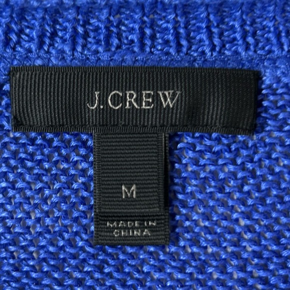 Vintage J. Crew Black Label 100% Linen Blue V-Neck Sweater. Classic Knit Design - Picture 6 of 6